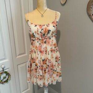 Trixxi Floral Mini Dress - Cream and Pink